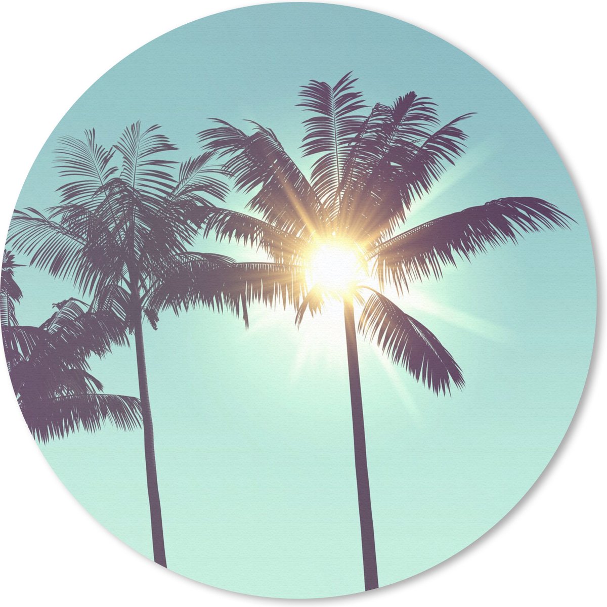 Muismat rond 30x30 cm - Mousepad Palmbomen - Zomer - Zon - Ronde muismatten