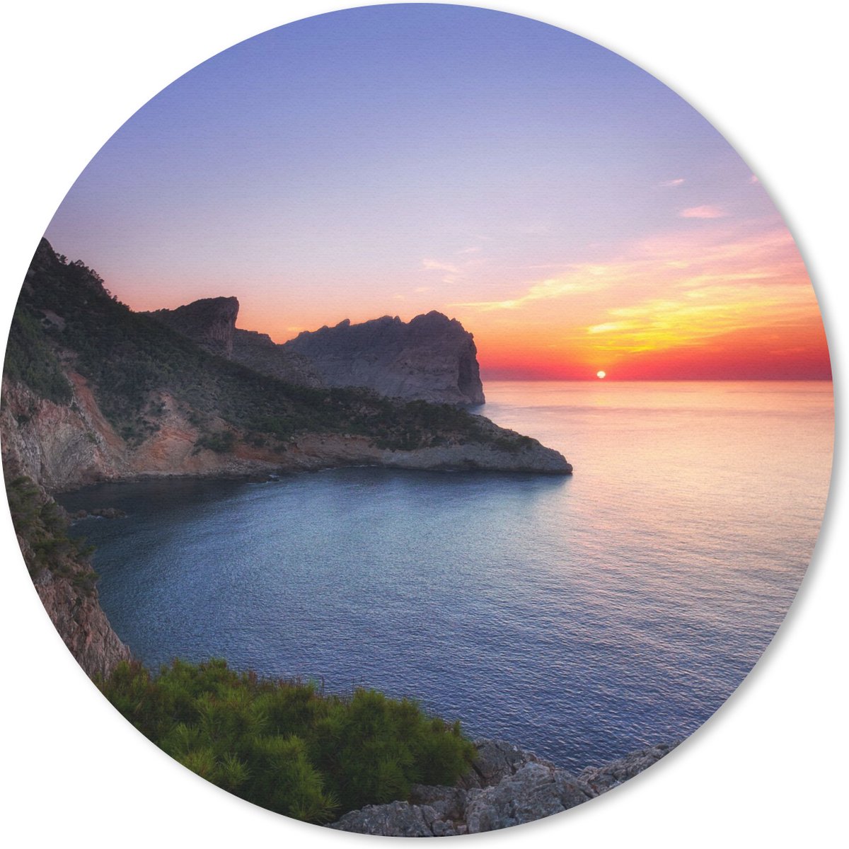 Muismat rond 20x20 cm - Mousepad Zee - Rots - Berg - Natuur - Ronde muismatten