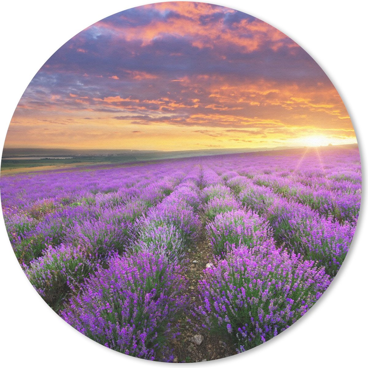 Muismat rond 30x30 cm - Mousepad Lavendel - Wolken - Lente - Ronde muismatten