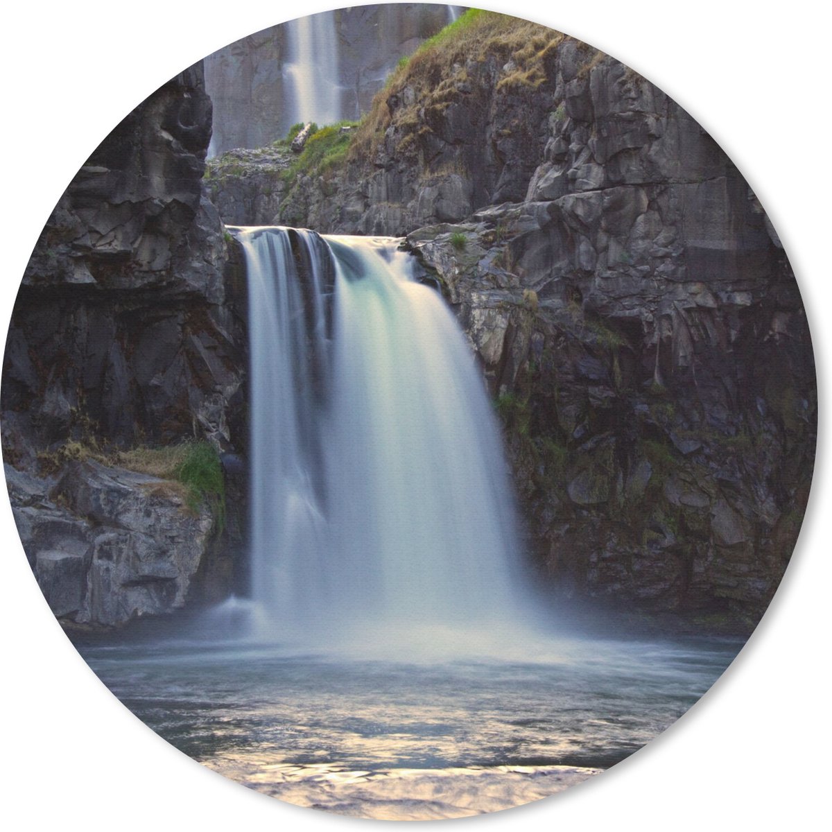 Muismat rond 30x30 cm - Mousepad Waterval - Water - Rotsen - Ronde muismatten