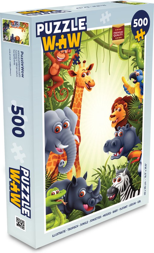 Puzzle Jungle - Garçons - Meiden - Bébé - Éléphant - Lion - Girafe - Puzzle - Puzzle 500 pièces