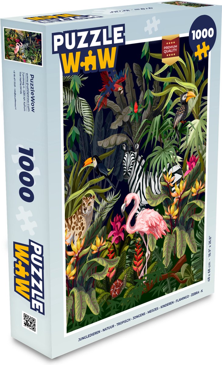 Puzzel Jungle dieren - Natuur - Jongens - Meisjes - Flamingo - Zebra - Legpuzzel - Puzzel 1000 stukjes volwassenen
