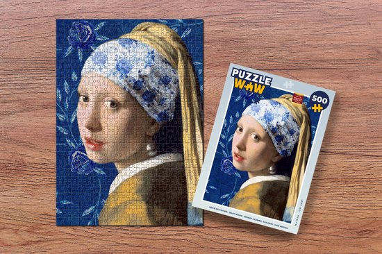 Puzzle Fille à la boucle d'oreille perle - Bleu de Delft - Vermeer - Fleurs - Peinture - Maîtres anciens - Puzzle - Puzzle 500 pièces
