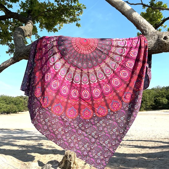Serviette de plage XXL 210x210 cm - serviette de plage - mandala -  bleu/violet - tapis... | bol.com