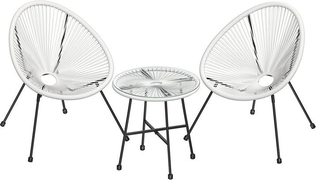 Tuinmeubelset - Tuinmeubelset - Tuinstoelen Met Tafel - Rotan Meubelset - Zwart