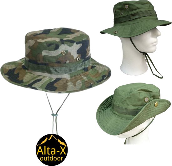 Alta-X - Safari Hoed- Camo - Jungle hoed - Zonnehoed - Regenhoed - Festival hoed - Ranger hoed - Tropical hoed - Bucket Hat - Vissershoedje -Cowboy