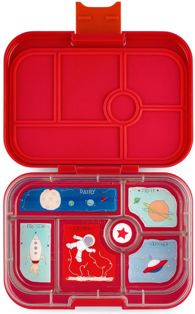Yumbox Original - lekvrije Bento box lunchbox - 6 vakken - Roar Red / Rocket tray