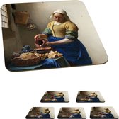 Onderzetters voor glazen - Het melkmeisje - Kunst - Oude meesters - Vermeer - 10x10 cm - Glasonderzetters - 6 stuks