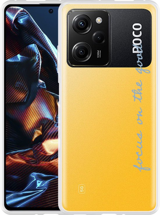 HAOYE Cover Per Xiaomi Poco X5 Pro 5G | Custodia Ibrida 2 In 1 (TPU + PC) | Trasparente Con Bordo Azzurro | Antiurto E Leggera