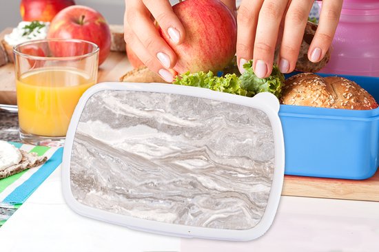 Lunch box Blauw - Lunch box - Boîte à pain - Marbre - Pierres - Rose - Texture - 18x12x6 cm - Enfants - Garçon