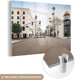 MuchoWow® Glasschilderij 60x40 cm - Schilderij acrylglas - Uitzicht op Rodeo Drive in het Amerikaanse Beverly Hills - Foto op glas - Schilderijen