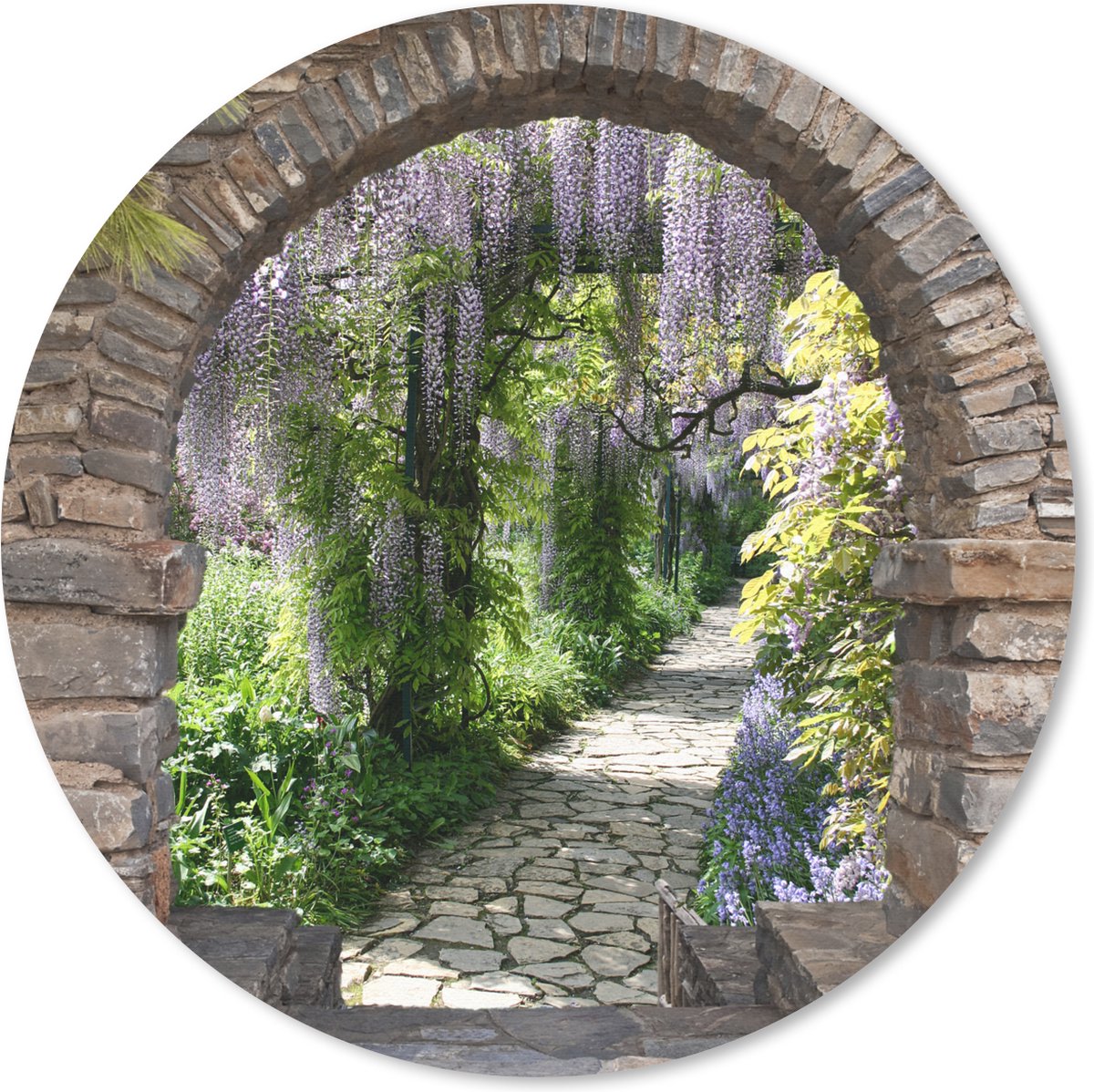 Muismat rond 40x40 cm - Mousepad Bos - Doorkijk - Stenen - Pad - Ronde muismatten