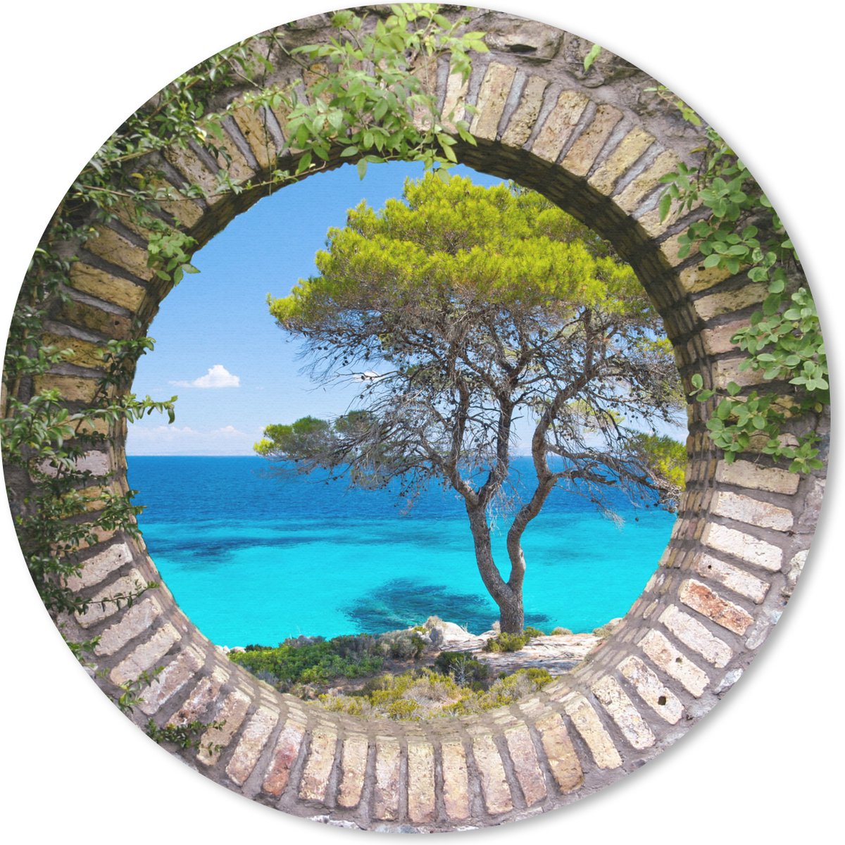 Muismat rond 50x50 cm - Mousepad Zee - Boom - Tropisch - Doorkijk - Ronde muismatten