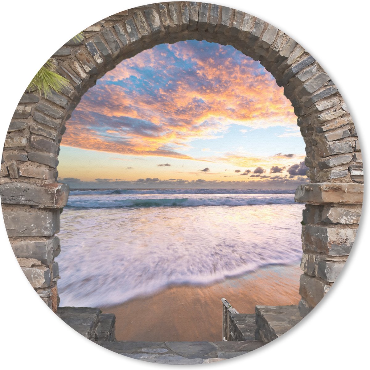 Muismat rond 30x30 cm - Mousepad Avond - Zee - Strand - Doorkijk - Ronde muismatten