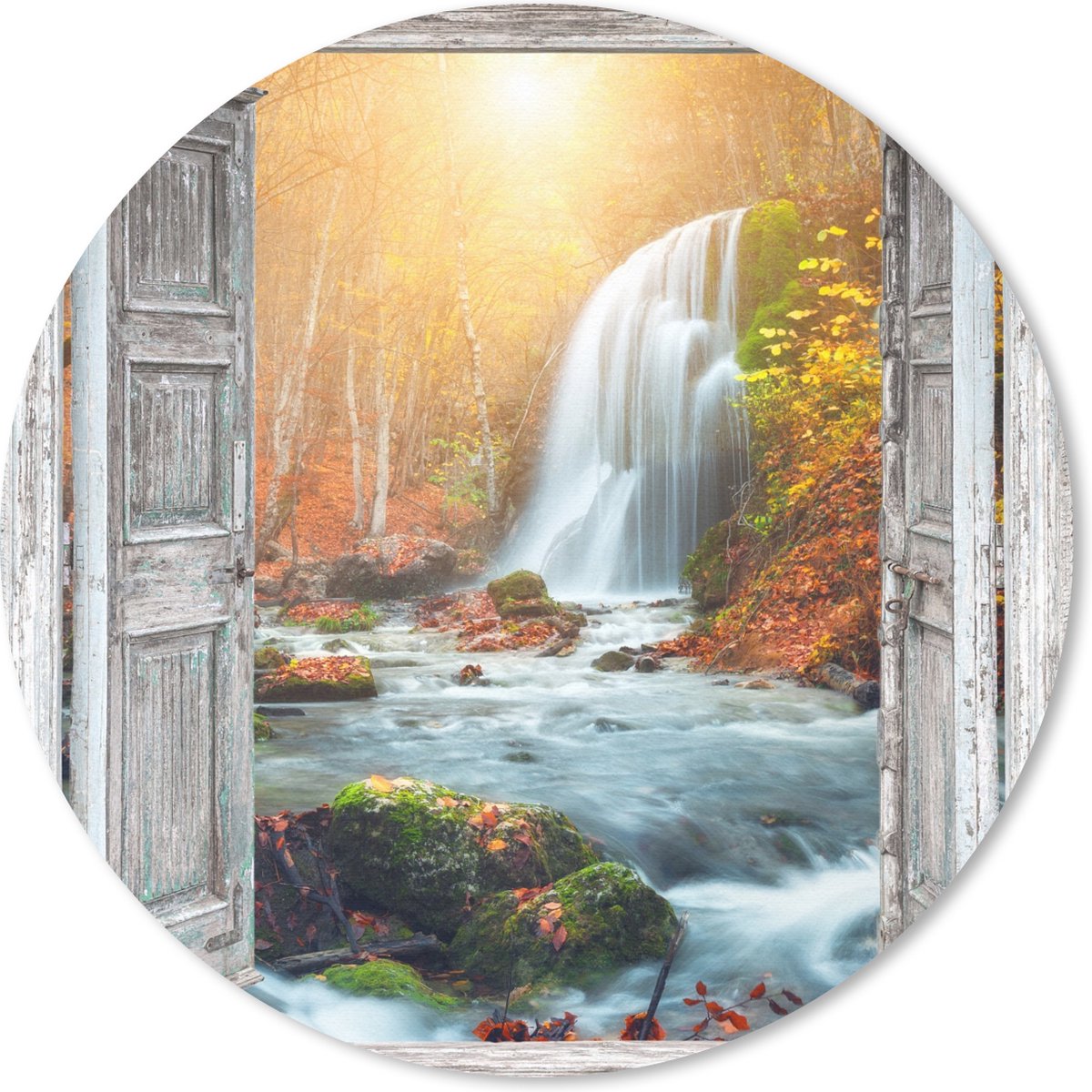 Muismat rond 30x30 cm - Mousepad Waterval - Doorkijk - Landschap - Ronde muismatten