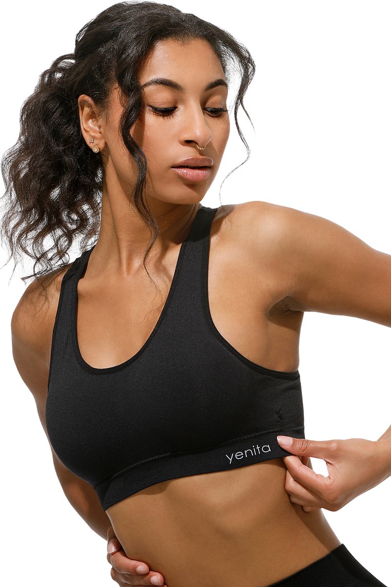 Lavendel x Yenita Naadloos Bustier met Verwijderbare Cups - Sport BH - Sportbeha - Sport Dames Top - Comfortabele en Stijlvolle Ondersteuning - Zwart - M