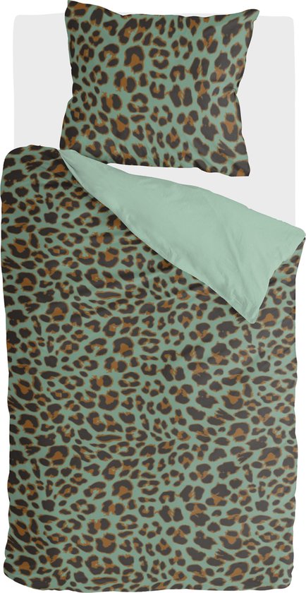 Lazy Leopard dekbedovertrek 140x220cm groen