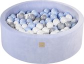 Ballenbak VELVET Baby Blauw - 90x30 incl. 200 bollen - Wit, Babyblauw, Grijs