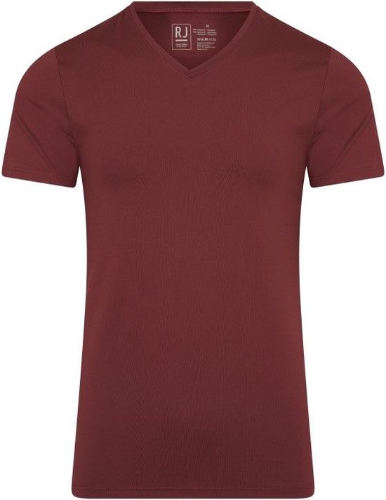 RJ Bodywear Pure Color T-shirt (1-pack) - heren T-shirt met V-hals - port - Maat: L