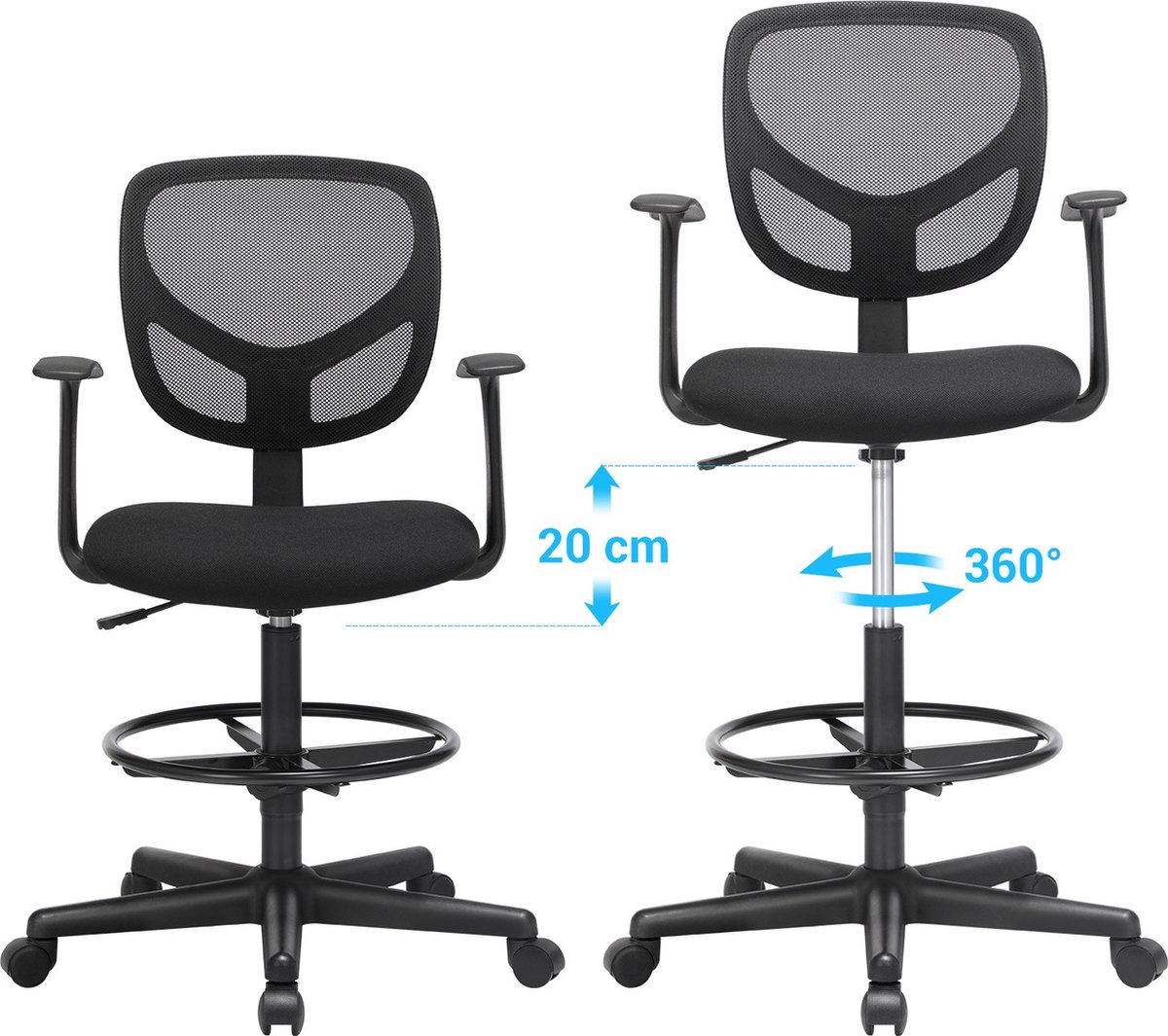 Ergonomische bureaustoel PRO - Gamingstoel - Met rugleuning - Op wielen - Bureaustoelen voor volwassenen - In hoogte verstelbaar