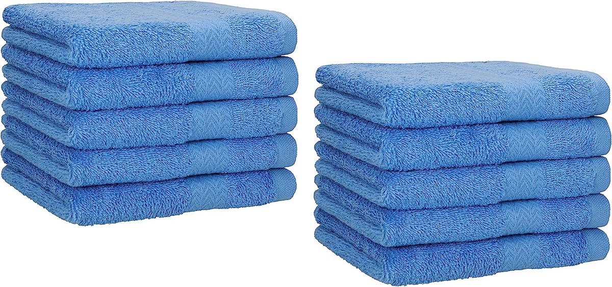 pak van 10 gastendoekjes set gastendoekjes 100% katoen maat 30 x 50 cm handdoek premium, lichtblauw, 30x50 cm