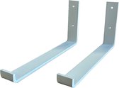 GoudmetHout Industriële Plankdragers L-vorm UP 30 cm - Staal - Mat Wit - 4 cm x 30 cm x 15 cm - Plankendrager