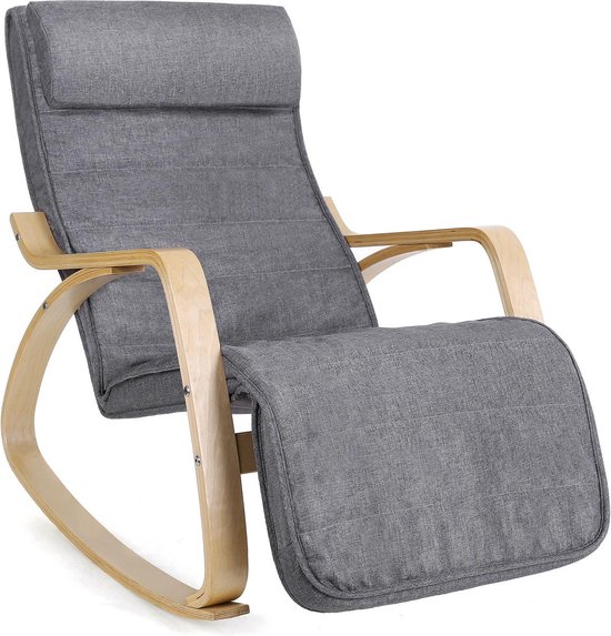 Zahia schommelstoel - schommelstoel - relaxstoel - grijs - stof - deluxe