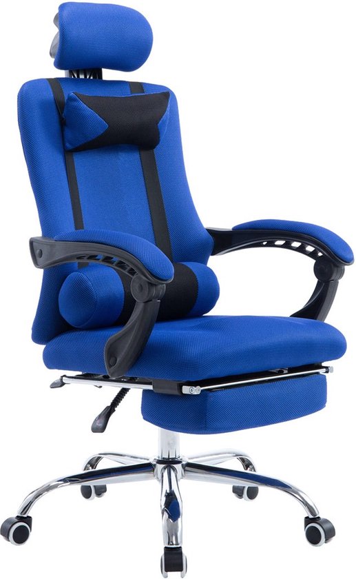 Premium Bureaustoel XL - Op wielen - Blauw - Ergonomische bureaustoel - Voor volwassenen - Gamingstoel stof - In hoogte verstelbaar