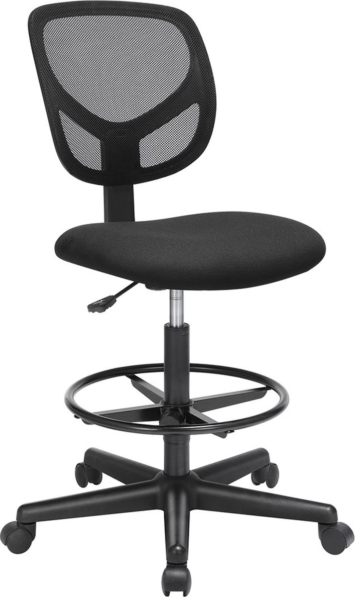 Bureaustoel Gigi - Op wielen - Ergonomische bureaustoel - Stof - Voor volwassenen - In hoogte verstelbaar - Zwart