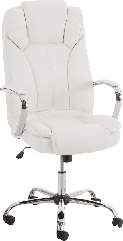 Bureaustoel Virka XL - Zwart - Op wielen - Kunstleer - Ergonomische bureaustoel - Voor volwassenen - In hoogte verstelbaar 45-55cm