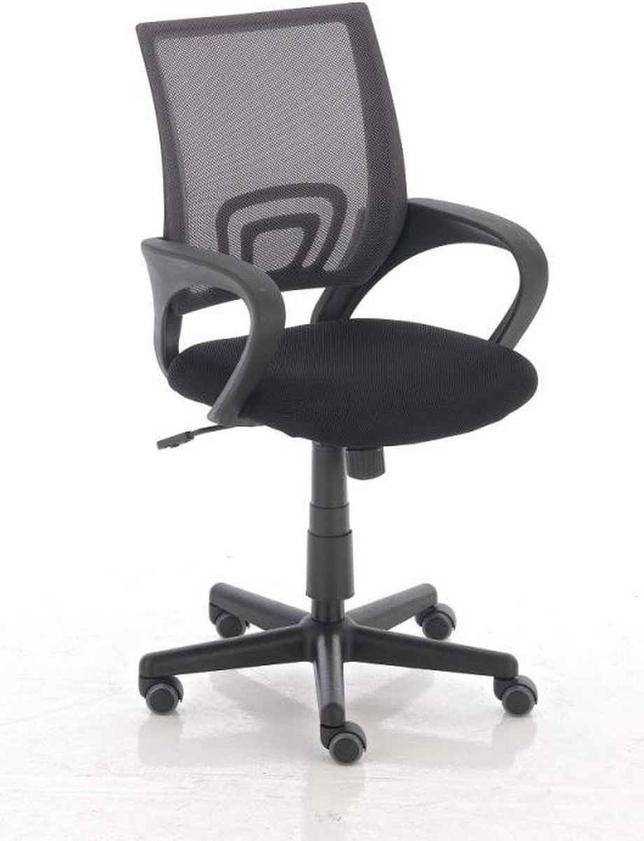 Luxe bureaustoel Balbina - Zwart - Op wielen - 100% polyester - Ergonomische bureaustoel - In hoogte verstelbaar - Voor volwassenen