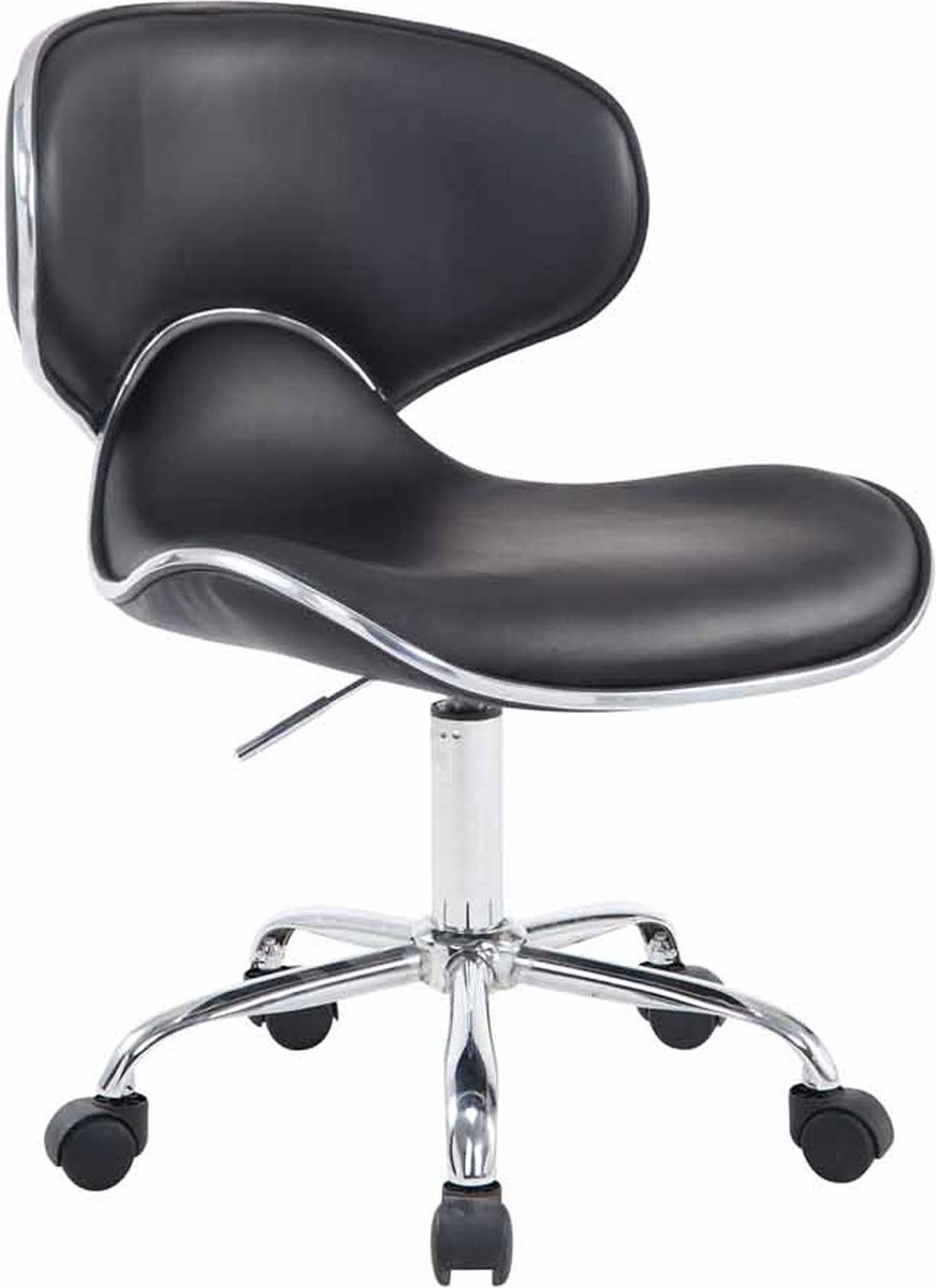 Werkkruk Donato - Zwart - Op wielen - Kunstleer - Ergonomische bureaustoel - Voor volwassenen - In hoogte verstelbaar