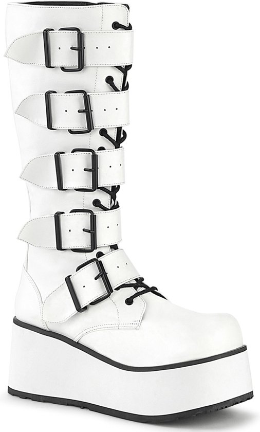 DemoniaCult Platform Bottes femmes -45 Chaussures- TRASHVILLE-518 US 12 Wit/ Zwart