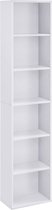 Rootz Bookshelf - Étagère Debout - Étagère À 6 Compartiments - Étagère D'angle - Étagère Ouverte - Aggloméré - Wit - 40 x 24 x 178,5 cm