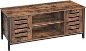 Rootz TV meubel - TV tafel - Lowboard met 2 kasten en 2 legplanken - Lamellen deuren - Industrieel design - vintage bruin-zwart