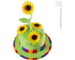 Widmann - Natuur Groente & Fruit Kostuum - Fluwelen Hoed Zonnebloem - Groen - Carnavalskleding - Verkleedkleding