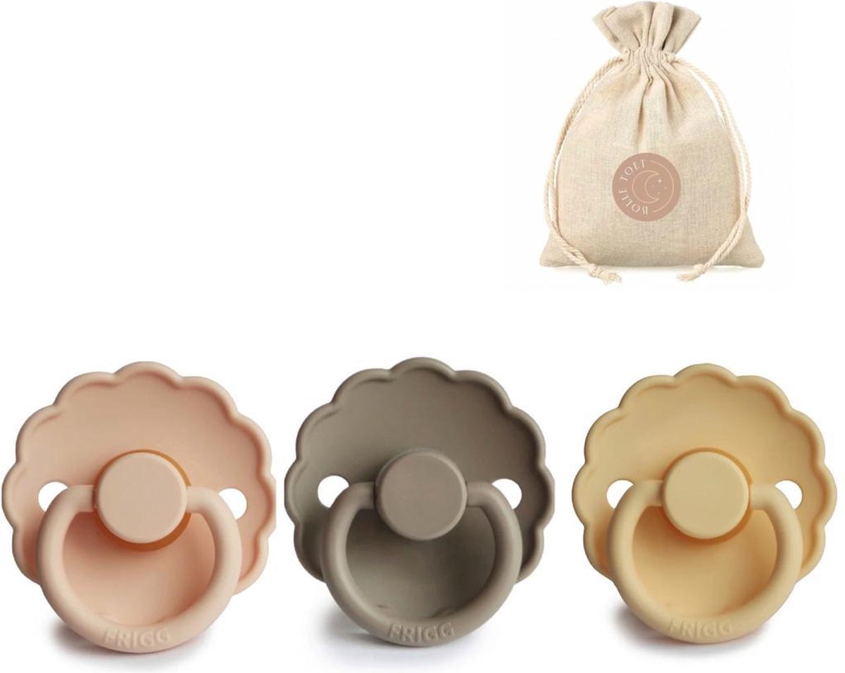 Goedkoopste FRIGG Daisy T1 - pale daffodil, pink cream, croissant Bolletoet speenzakje - 0-6 maanden