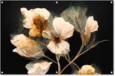Tuinposter - Tuindoek - Tuinposters buiten - Bloemen - Zwart - Planten - Vintage - 120x80 cm - Tuin
