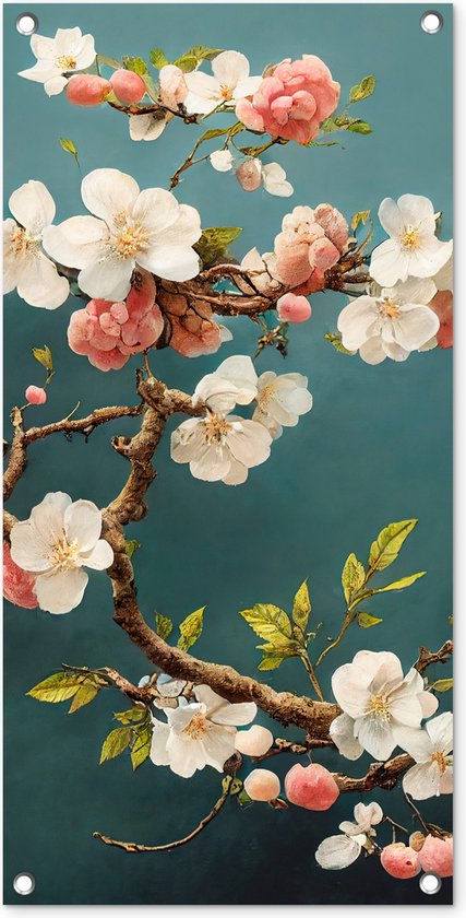 Set van 2 kussenslopen, 40 x 80 cm, bloemen, lendenkussen