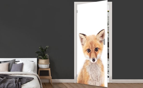 Sticker de porte Renard - Animaux - Oranje - Nature - 85x205 cm - Poster de porte