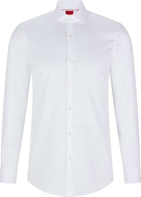HUGO Kason slim fit overhemd - twill - wit - Strijkvriendelijk - Boordmaat: 38