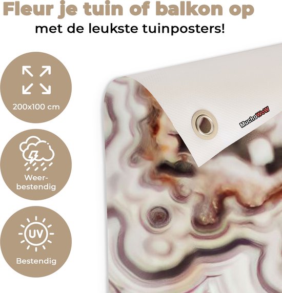 Affiche de clôture Pierre précieuse - Marbre - Nature - Abstrait - 200x100 cm - Toile de jardin