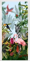 Deursticker Jungle - Natuur - Jongens - Meisjes - Kinderen - Zebra - Flamingo - 80x205 cm - Deurposter
