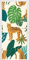Deursticker Jungle - Luipaard - Planten - Patroon - Meiden - Jongens - 85x215 cm - Deurposter