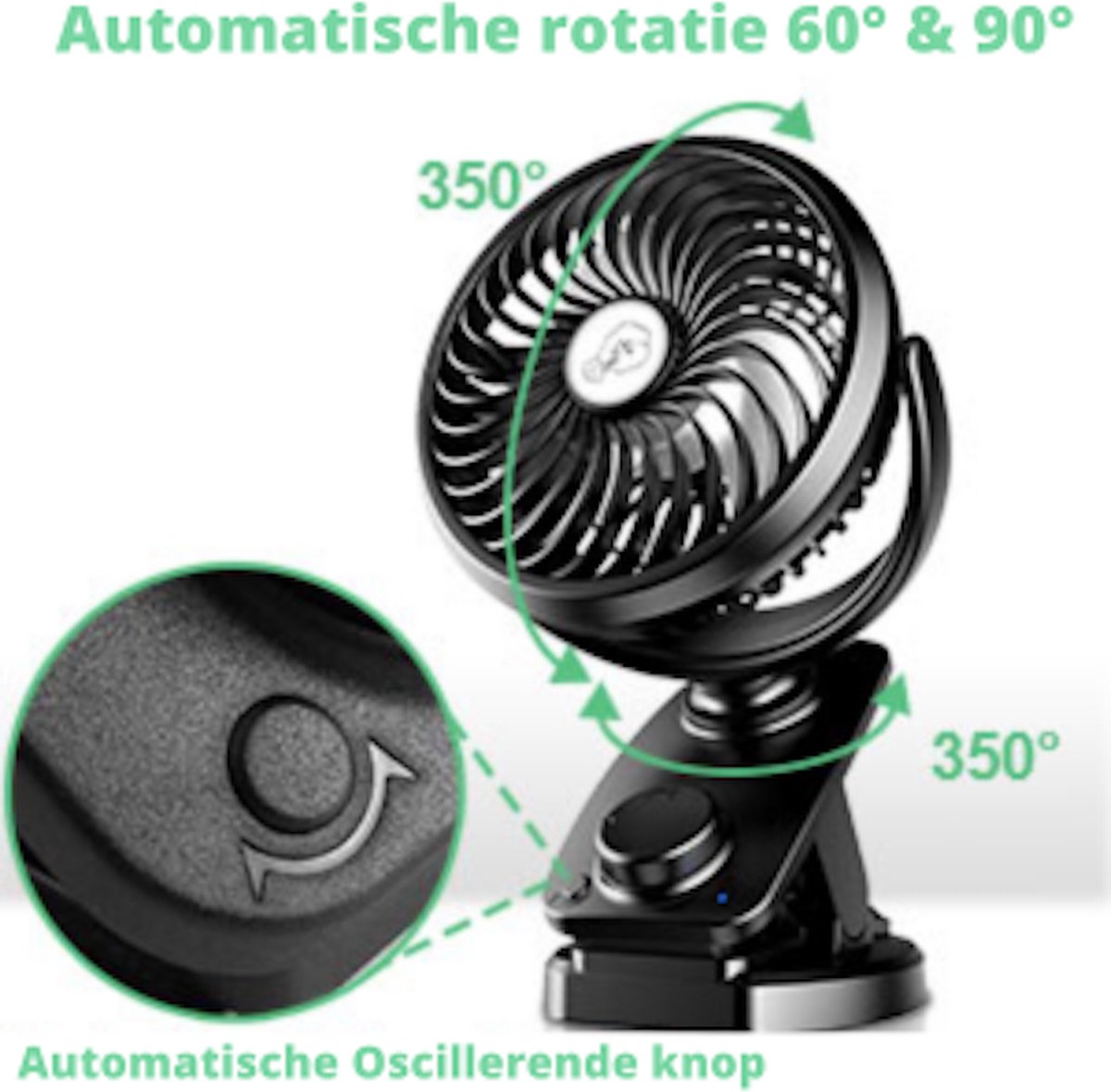 Mini ventilator - tafelventilator - draagbaar - 500mAh - oplaadbaar - 2 in 1