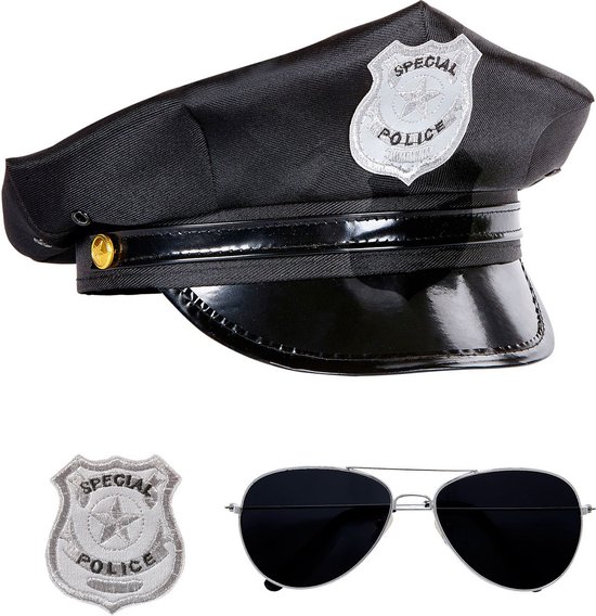 Widmann - Politie & Detective Kostuum - Copper Politie Set - Zwart - Carnavalskleding - Verkleedkleding