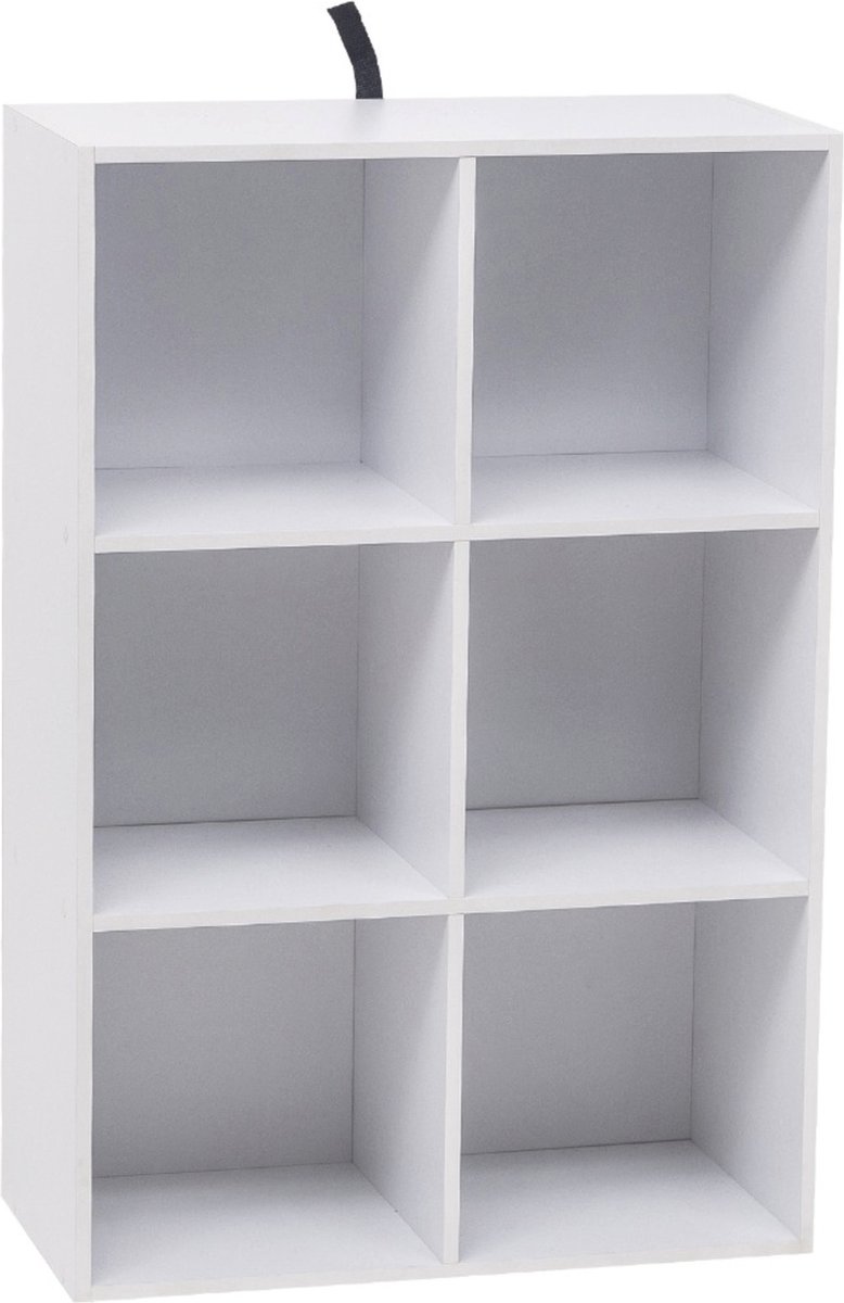 Happyment Boekenkast Deluxe - 6 vakken - Wit - 60x29.5x89cm - Boekenplank - Woonkamer, slaapkamer en kinderkamer - Hout - MDF