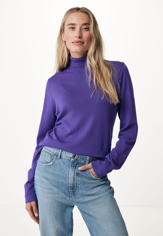 EMILY Basic Turtle Neck Knit Trui Dames - Paars - Maat XS