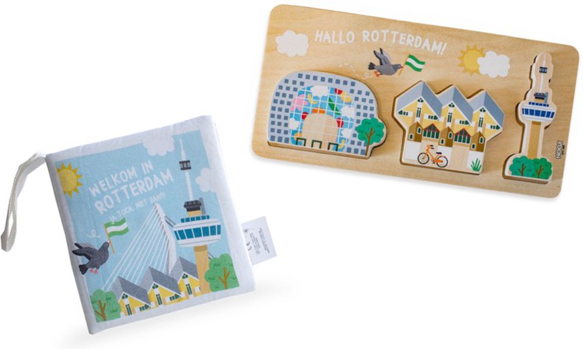 Goedkoopste Combideal Rotterdam met babyboekje & houten baby puzzel- fairly made - duurzaam en origineel kraamcadeau