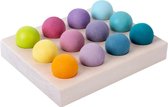 Houten ballen en sorteerplank - Pastelkleuren - 12 ballen - Open einde speelgoed - Educatief montessori speelgoed - Grapat en Grimms style